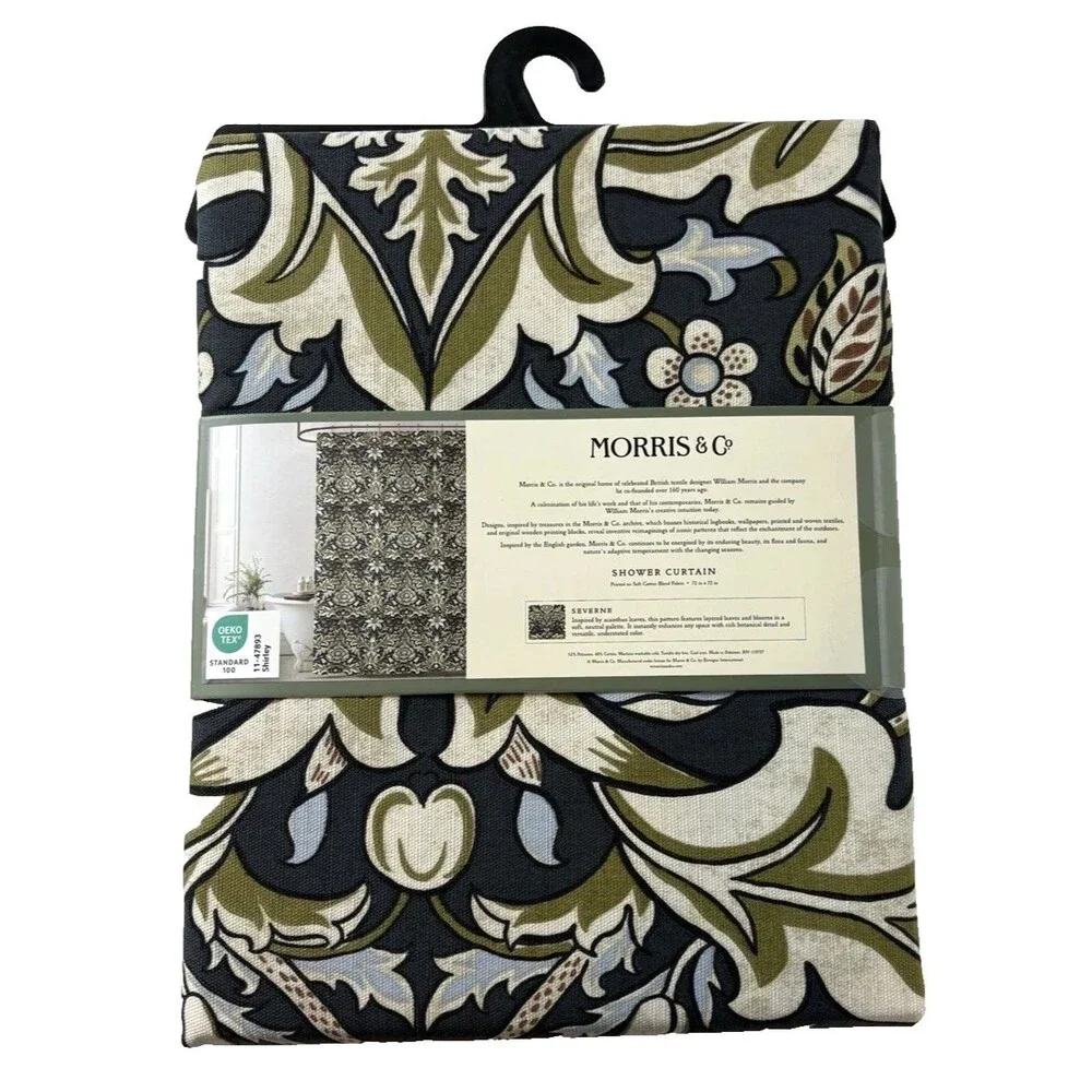 Morris & Co Shower Curtain Severne Blue Green Floral English Country Garden